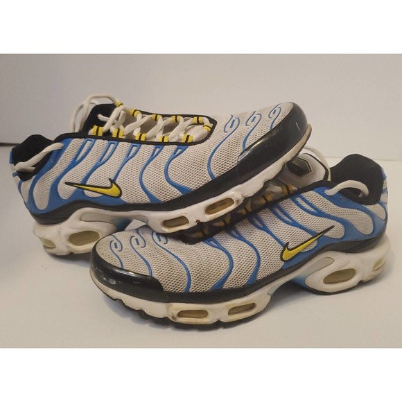 Nike Men's 11 Air Max Plus Tn Paradise White Yellow Blue Sneakers 604133-133 - Picture 1 of 7